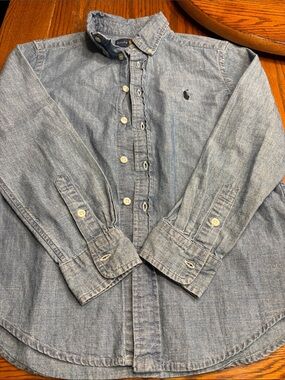 Ralph Lauren Light Denim Button-Down Shirt with Polo Embroidery